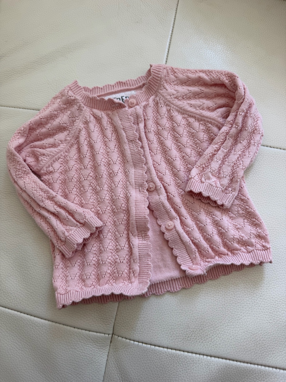 Fred & Flo Pink Knit Hooded Cardigan | 6–9M | Soft Cotton | Like New